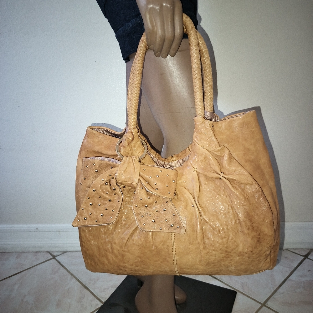 Junior Drake Daijah Studded Handbag Tan Leather. $$$ 49 SALE PRICE - Picture 3 of 16